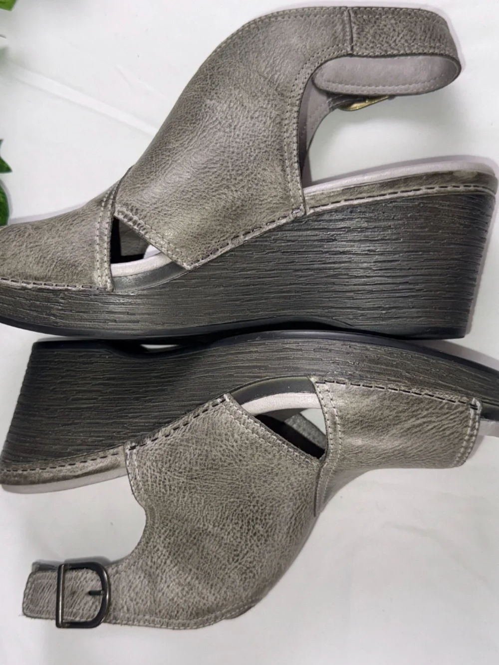 Dansko Vanda Ankle Bootie EU40 US10 Taupe L Slingback Heeled Sandals Wedge Shoe